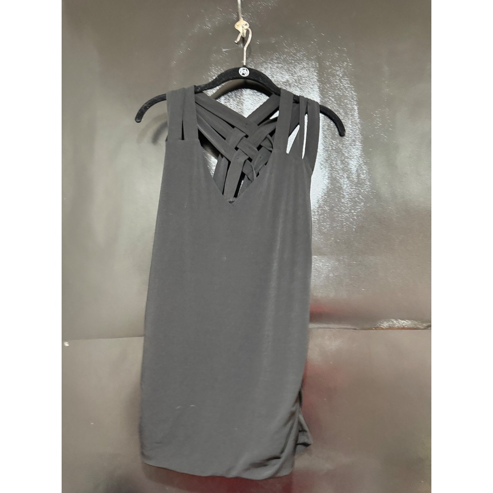 INC International Concepts Black Lattice Back V-Neck Tank Top XL Sleeveless - Picture 3 of 4